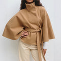 Ines Women's Cape Coat – High Collar & Adjustable Belt for Refined Winter Warmth