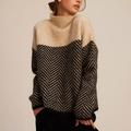 Quinby Women's Turtleneck Sweater – Insulating Cashmere Knit with a Comfortable Fit and On-Trend Chevron Pattern