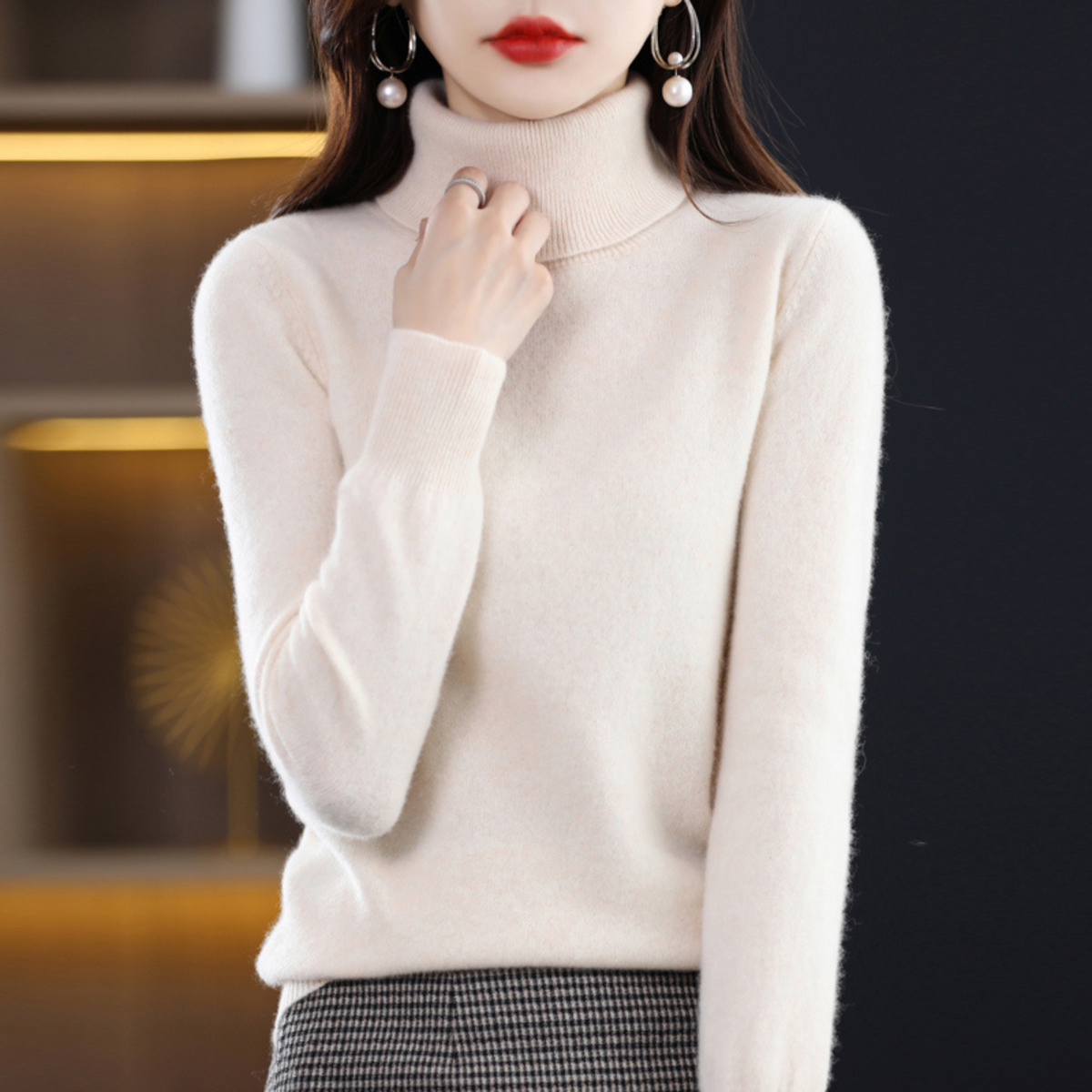 Undine Cashmere Turtleneck Sweater for Women – Premium Plush Knit for Warmth and Light Comfort