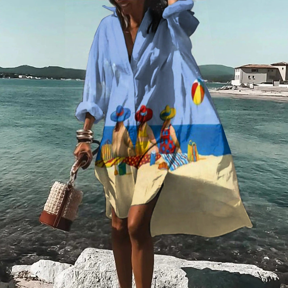 Delphi Women's Shirt Dress – Relaxed Lightweight Linen Dress with Straight Cut & Summer Style – Casual Linen Shirt Dress