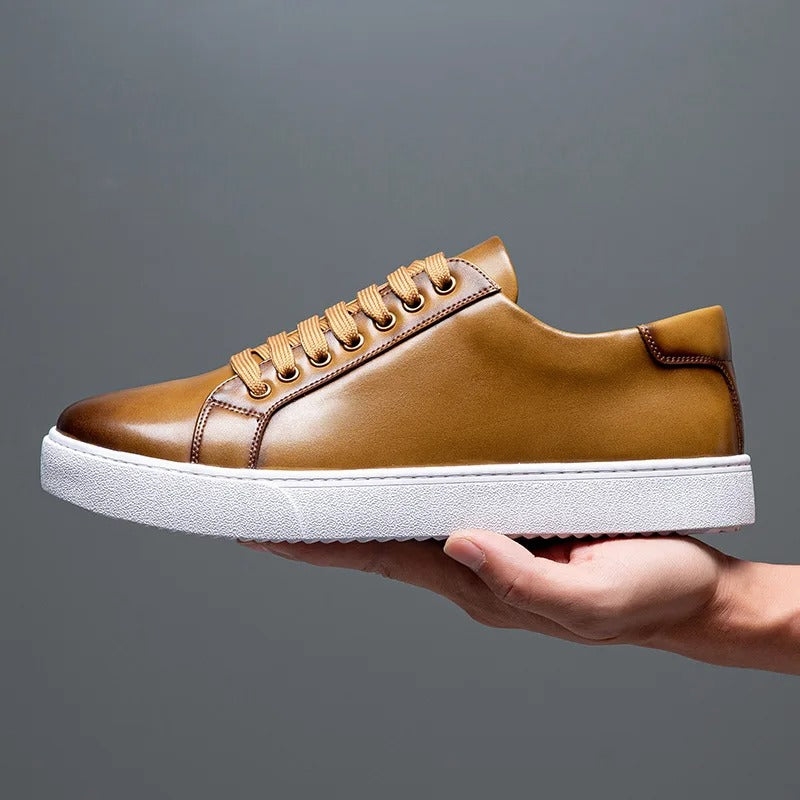 Sable Men's Leather Sneakers – Sleek Genuine Leather Sneakers with a Cushioned Sole and Timeless Design