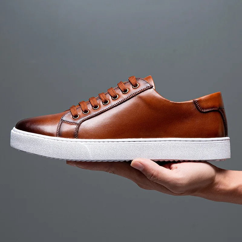 Sable Men's Leather Sneakers – Sleek Genuine Leather Sneakers with a Cushioned Sole and Timeless Design