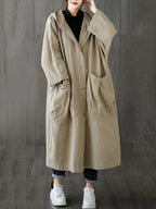 Bastien Women's Trench Coat – Long With Hood Coat with an Sophisticated Fit for Rainy Days