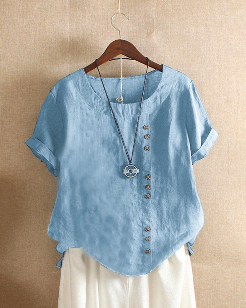 Vance Women's Blouse – Lightweight Linen Blouse with Button-Up Front & Effortless Natural Look