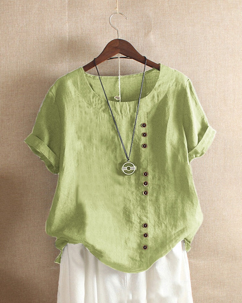 Vance Women's Blouse – Lightweight Linen Blouse with Button-Up Front & Effortless Natural Look