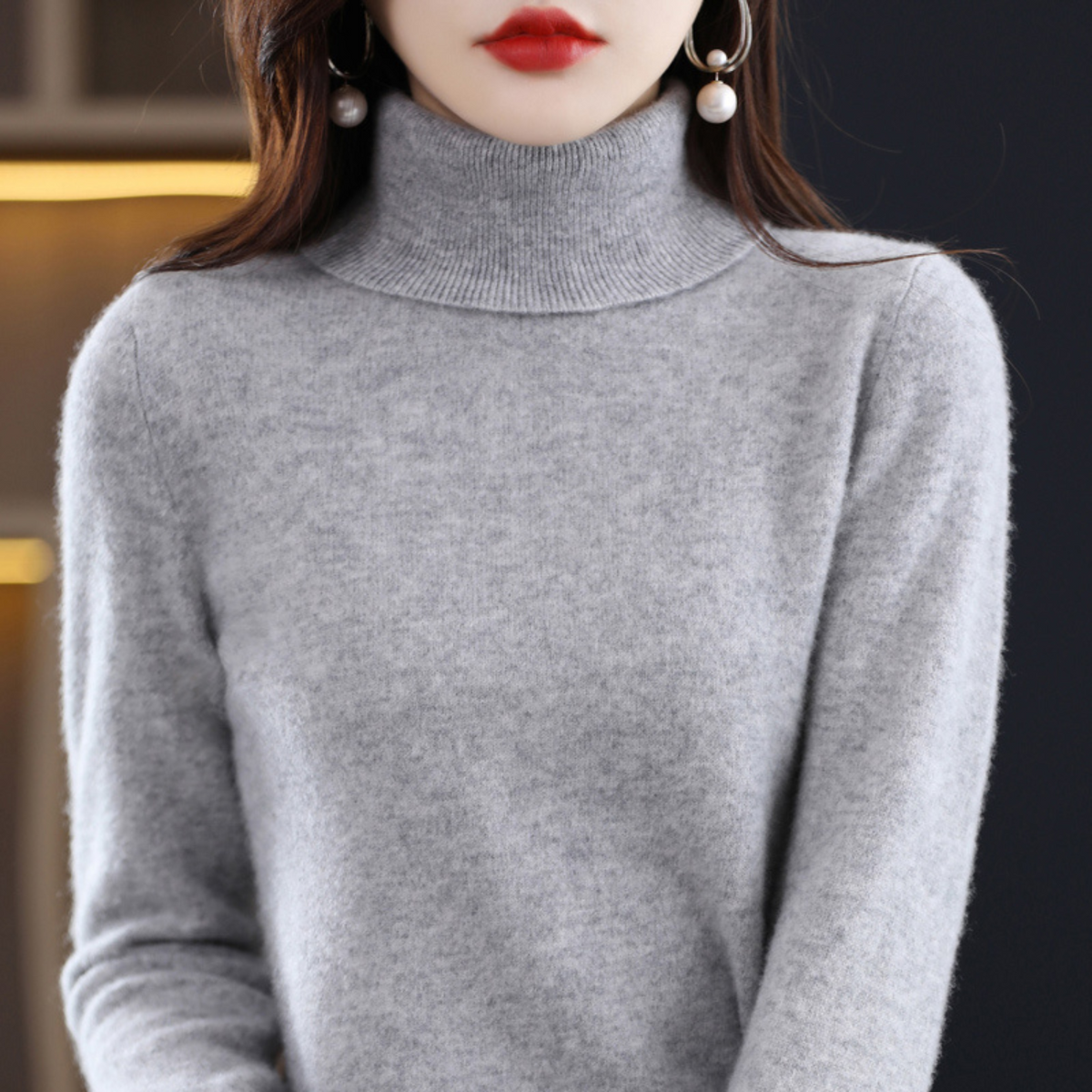 Undine Cashmere Turtleneck Sweater for Women – Premium Plush Knit for Warmth and Light Comfort