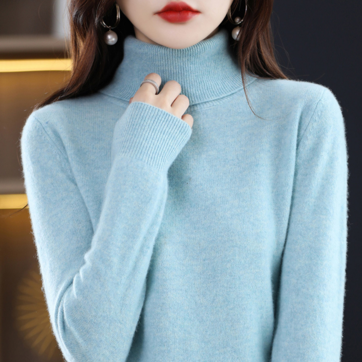 Undine Cashmere Turtleneck Sweater for Women – Premium Plush Knit for Warmth and Light Comfort