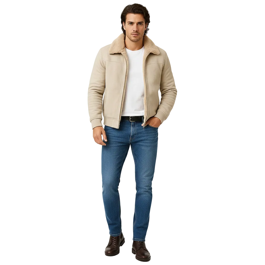 Ulmer Men's Fur-Collar Jacket – Refined Zip-Up Coat with a Modern Fitted Silhouette