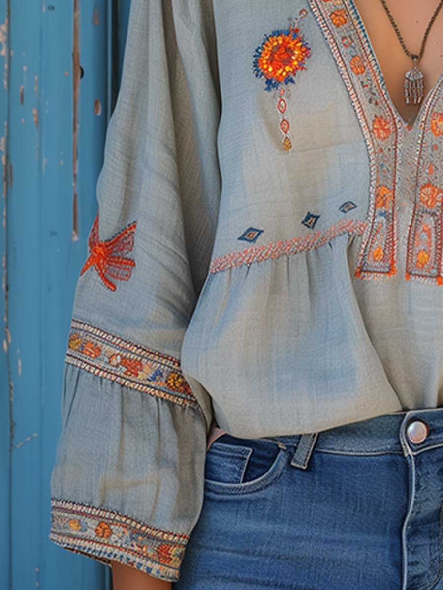 Ulric Bohemian Women's Blouse – Genuine Embroidery & Breezy Summer Fit