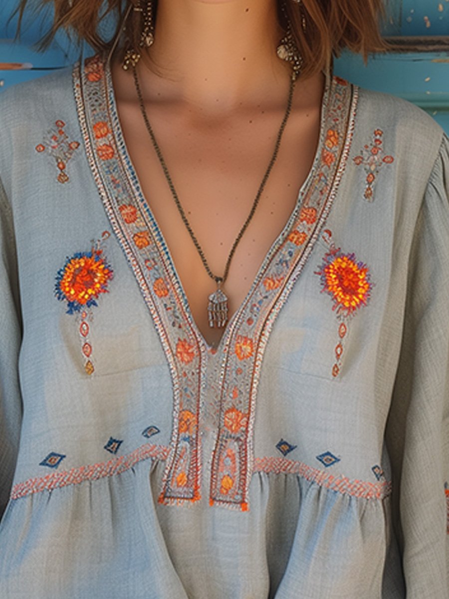 Ulric Bohemian Women's Blouse – Genuine Embroidery & Breezy Summer Fit