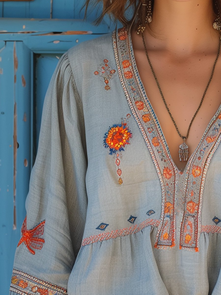 Ulric Bohemian Women's Blouse – Genuine Embroidery & Breezy Summer Fit