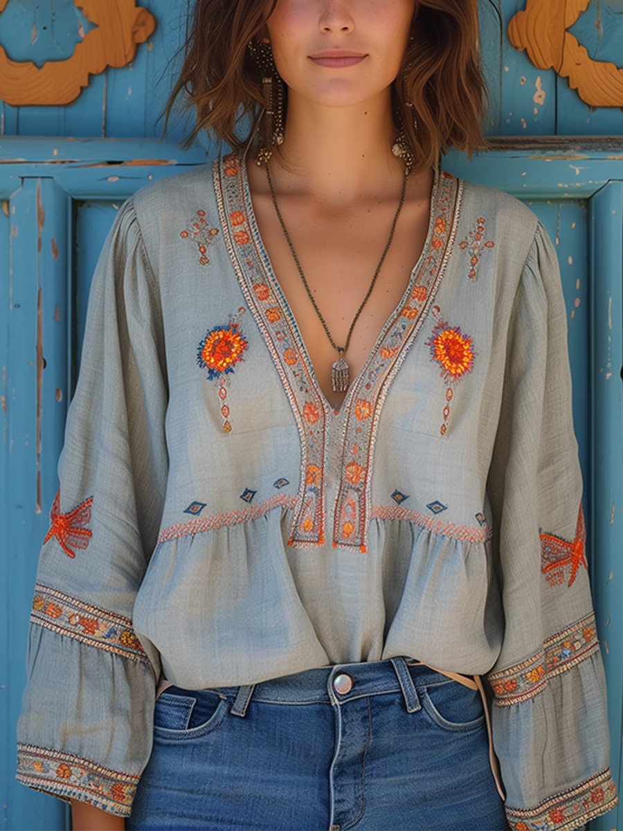 Ulric Bohemian Women's Blouse – Genuine Embroidery & Breezy Summer Fit