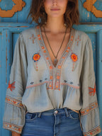 Ulric Bohemian Women's Blouse – Genuine Embroidery & Breezy Summer Fit