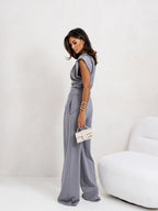 Vela Women's Two-Piece Set – Draped Top and Wide-Leg Pants with an Refined Cut