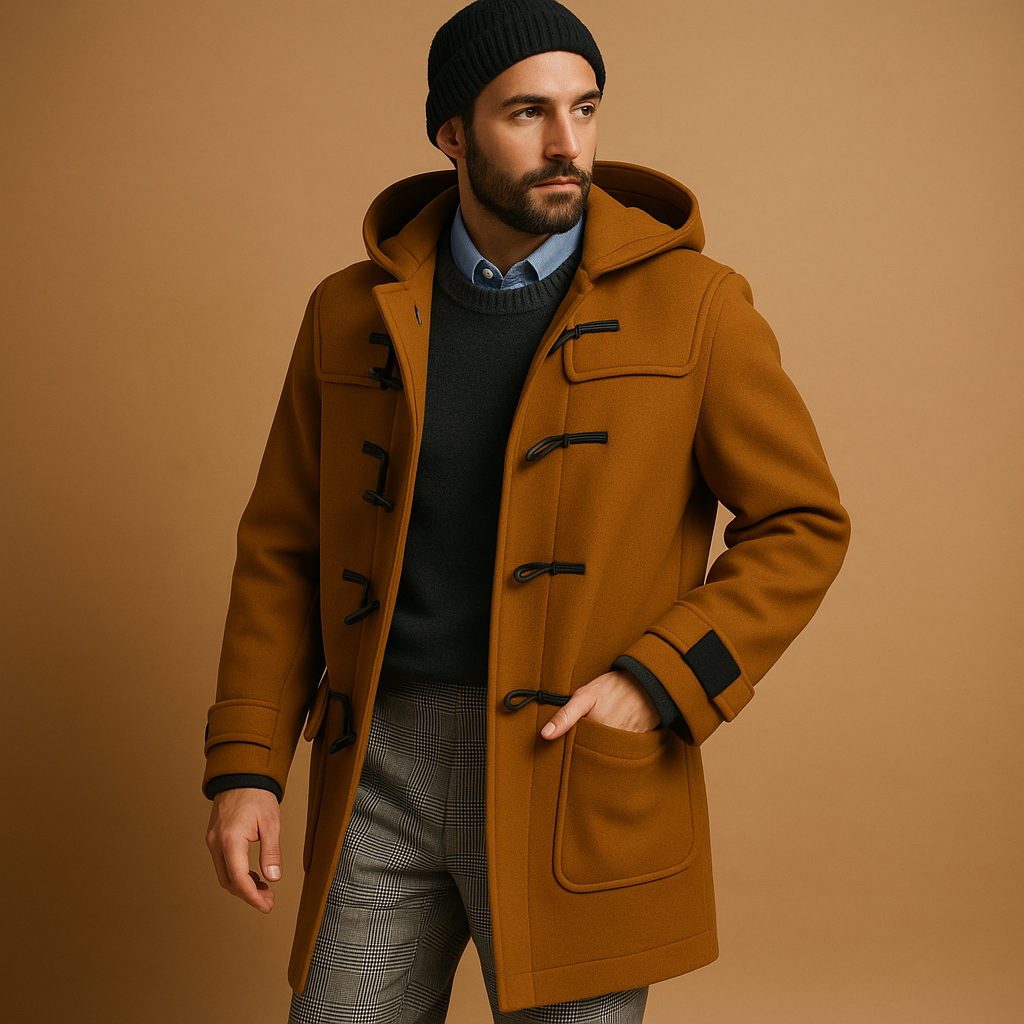 Ophira Men's Long Coat – Sophisticated Extended Cut with Front Closure & Side Slip Pockets