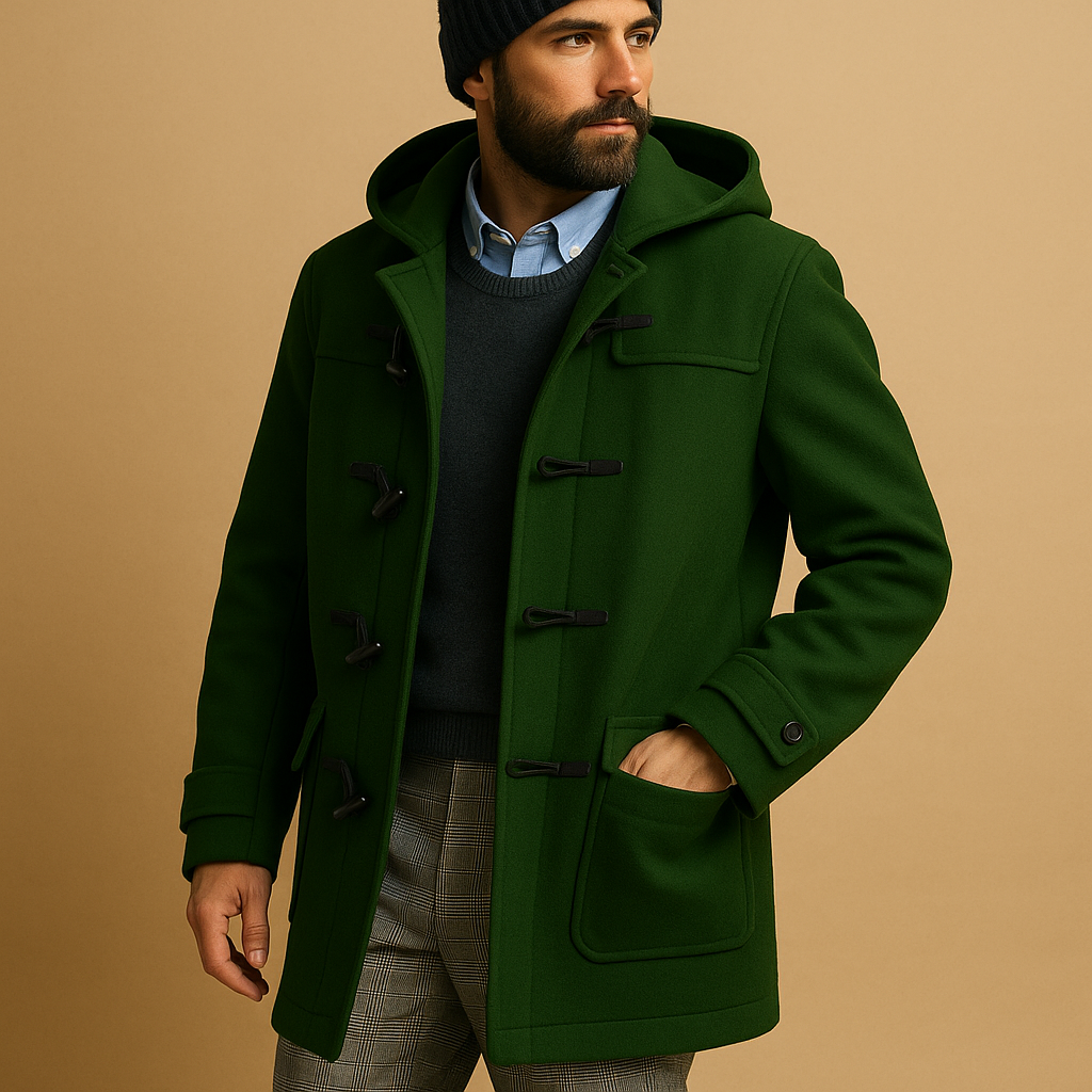 Ophira Men's Long Coat – Sophisticated Extended Cut with Front Closure & Side Slip Pockets