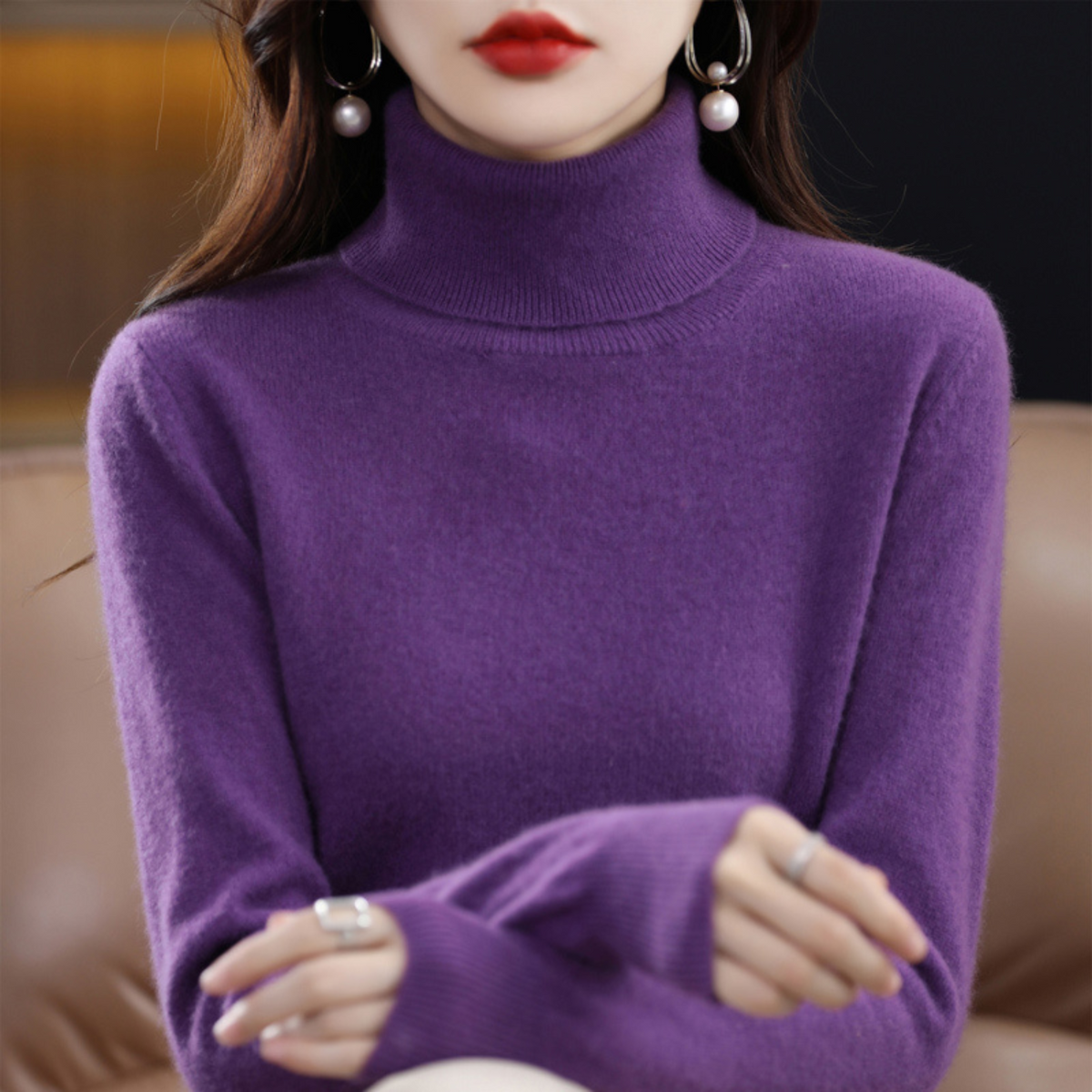 Undine Cashmere Turtleneck Sweater for Women – Premium Plush Knit for Warmth and Light Comfort