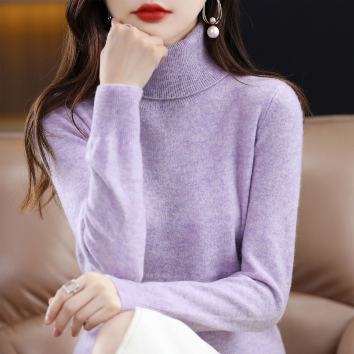 Undine Cashmere Turtleneck Sweater for Women – Premium Plush Knit for Warmth and Light Comfort