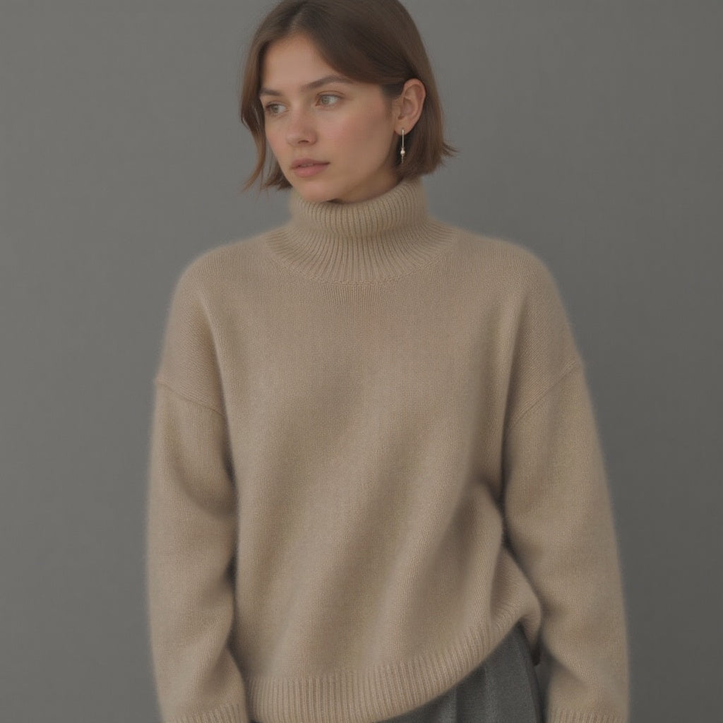 Ulysses Women's Oversized Cashmere Turtleneck Sweater – Gentle, Insulating & Sophisticated