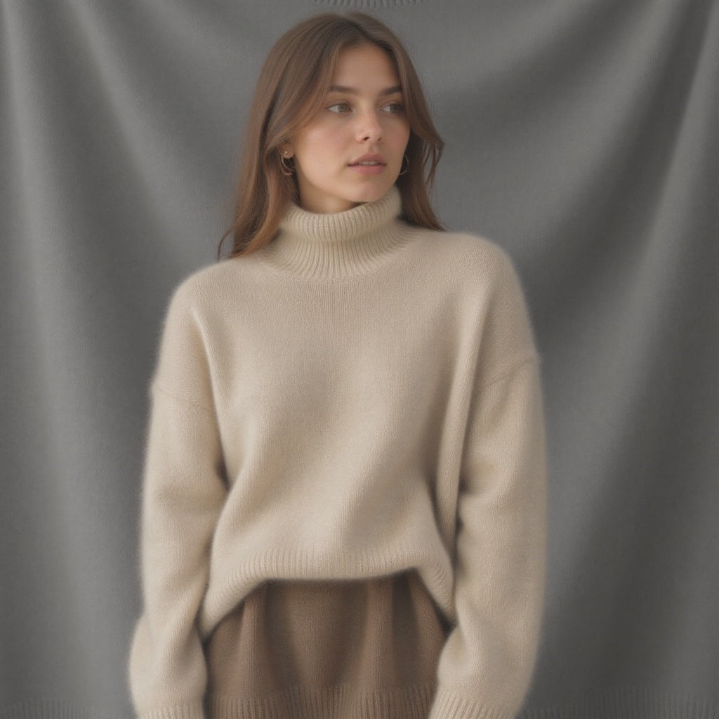 Ulysses Women's Oversized Cashmere Turtleneck Sweater – Gentle, Insulating & Sophisticated