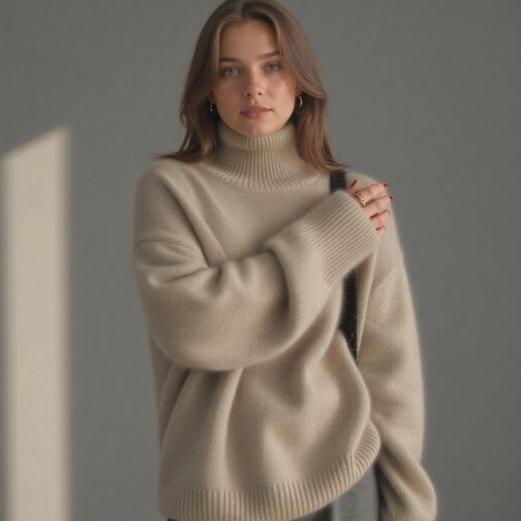 Ulysses Women's Oversized Cashmere Turtleneck Sweater – Gentle, Insulating & Sophisticated