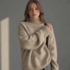 Ulysses Women's Oversized Cashmere Turtleneck Sweater – Gentle, Insulating & Sophisticated