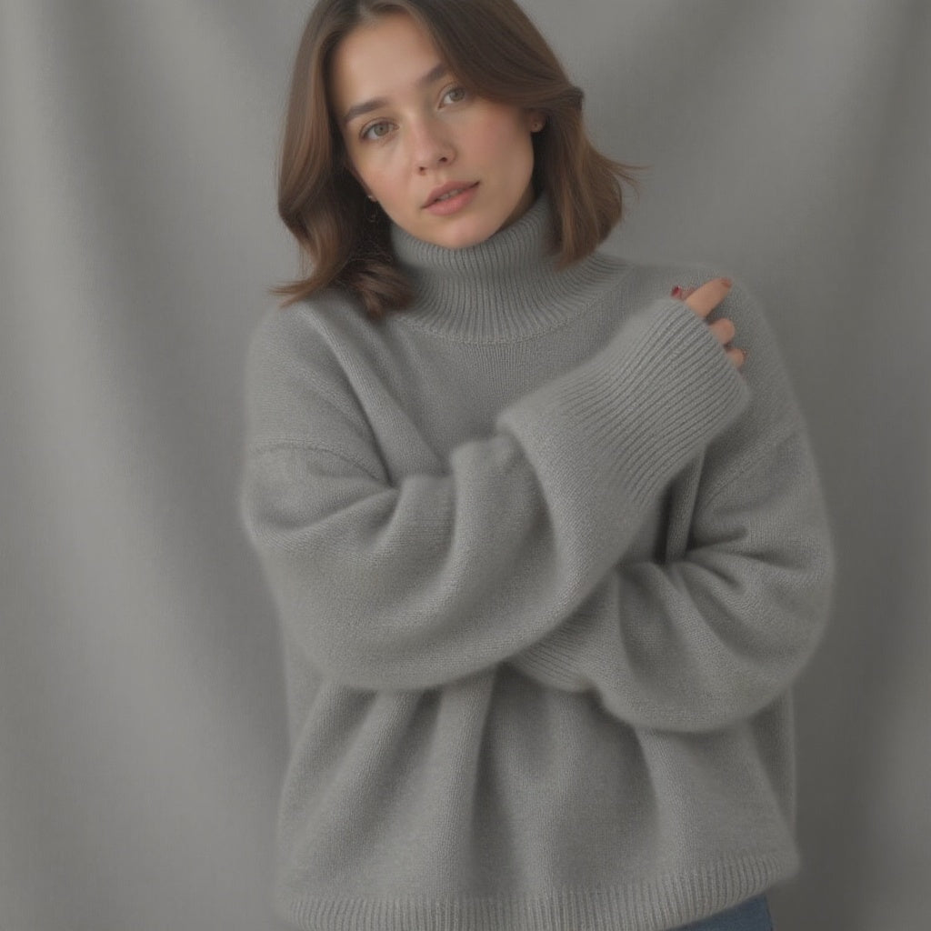 Ulysses Women's Oversized Cashmere Turtleneck Sweater – Gentle, Insulating & Sophisticated
