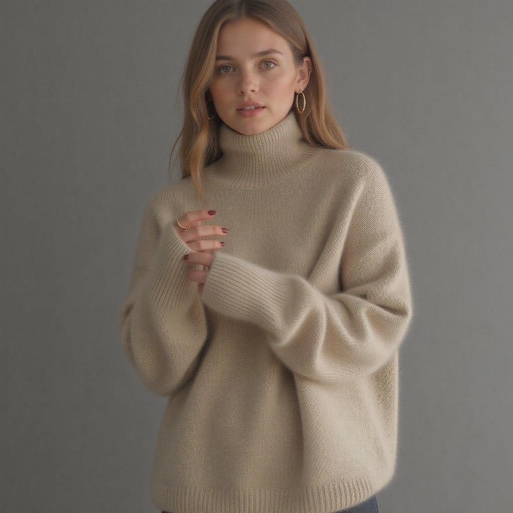 Ulysses Women's Oversized Cashmere Turtleneck Sweater – Gentle, Insulating & Sophisticated