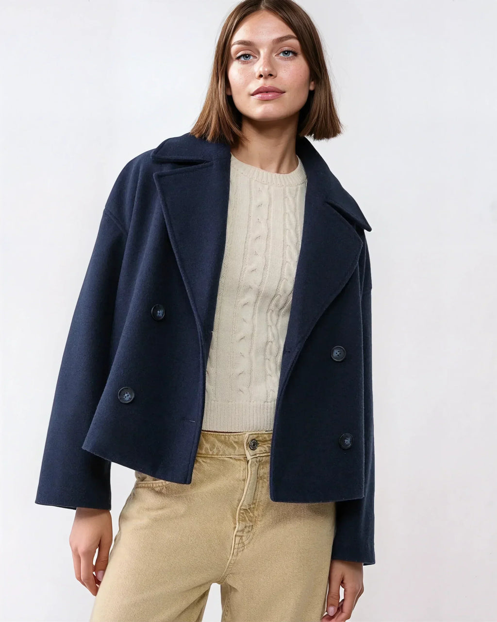Lachlan Women's Jacket – Short Wrap-Style Wool Coat, Refined & Cozy for Winter