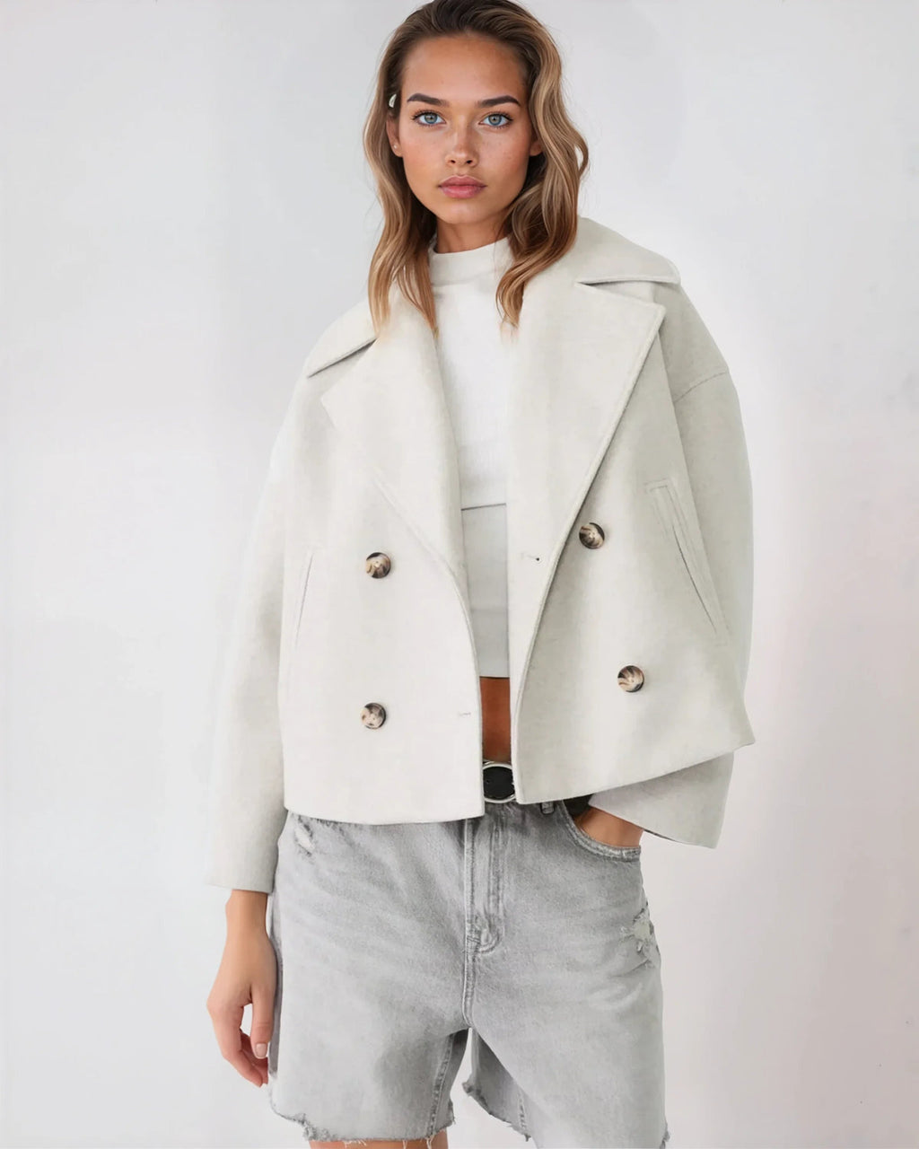 Lachlan Women's Jacket – Short Wrap-Style Wool Coat, Refined & Cozy for Winter