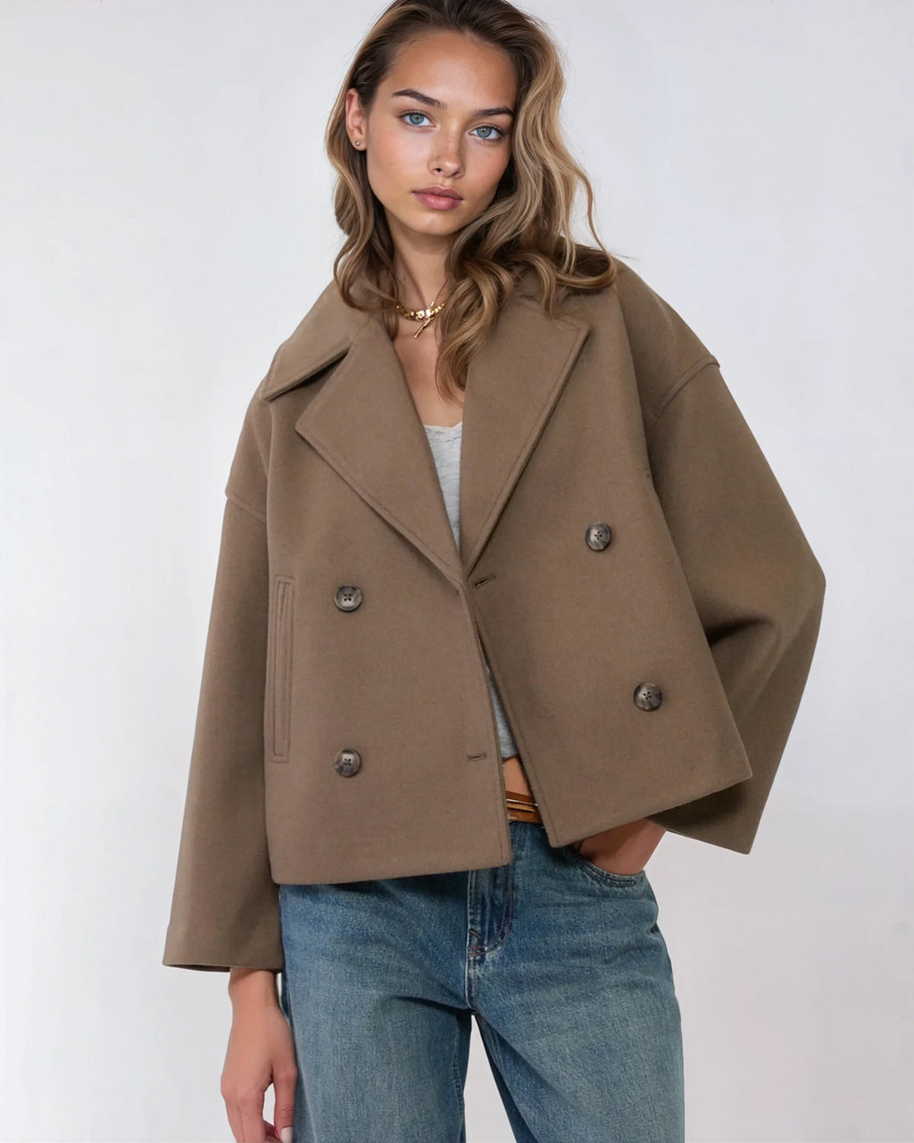 Lachlan Women's Jacket – Short Wrap-Style Wool Coat, Refined & Cozy for Winter