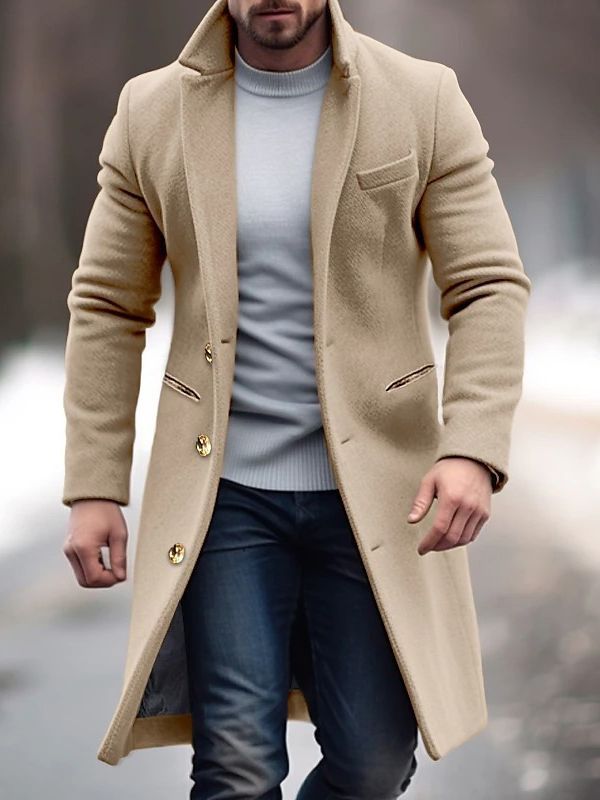 Freya Men's Winter Coat – Long-Line Silhouette, Handy Handy Pockets, Button-Up Front & Tailored Fit