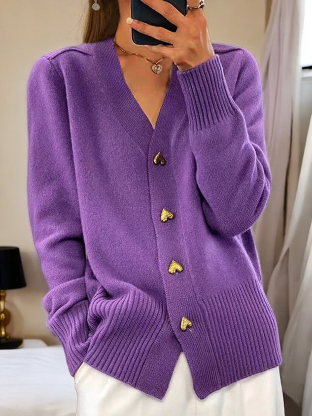 Selah Women's Cardigan – Insulating Refined Cardigan with Heart-Shaped Buttons