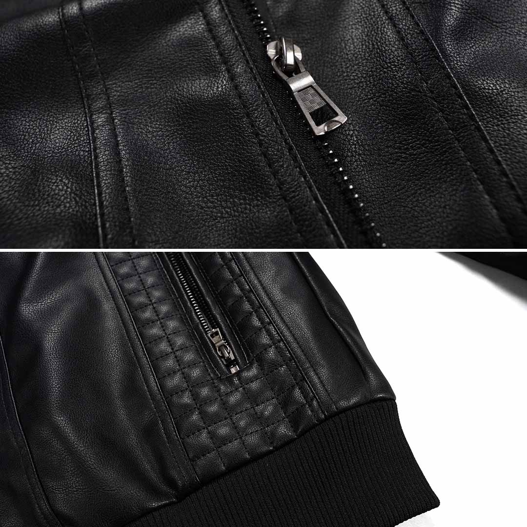 Bellamy Men's Leather Jacket – Retro Biker Style with Hood & Zip Closure